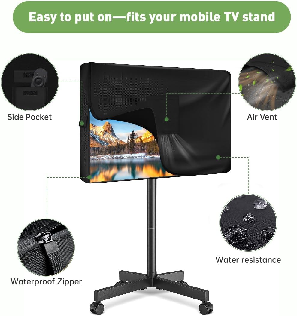 Mobile TV Stand Cover for 52-55 Inch TVs,Waterproof TV Cover for Outdoor/Indoor Rolling TV Stand(52" L×32" H×7" W) - Image 4