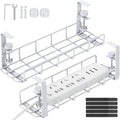 Under Desk Cable Management Tray No Drill Steel Rack White by REFLYING