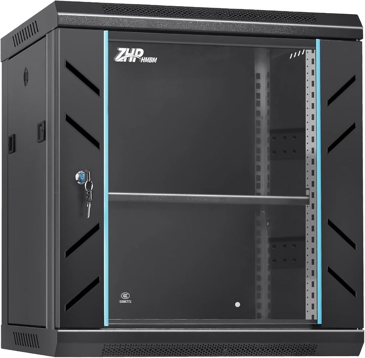 12U Server Rack Cabinet, Wall Mount Network Rack Enclosure Includes Locking Glass Door, Removable Side and Back Panels, 15" Deep Network Data Cabinet for Computer IT and A/V Equipment by ZHPHMBM