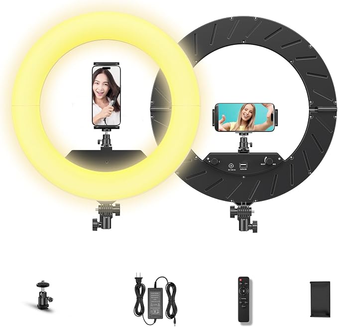 18" 55W Ring Light, High Brightness, No Bracket, Linkable on Wall-Mounted Triangular Arm, Ideal for Studios & Makeup, Live Streaming & Hair Salons, Best Beginner LED Light by Grabyoursforinstantvibe