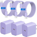 iPhone 17 16 15 Charger Fast Charging 3+3Pack 20W USB C Wall Charger with 6FT Fast Charging Cable Compatible with iPhone 17/17 Air/17 Pro/17 Pro Max/iPhone 16/15 Series, iPad Pro/AirPods -Purple by Coreykin