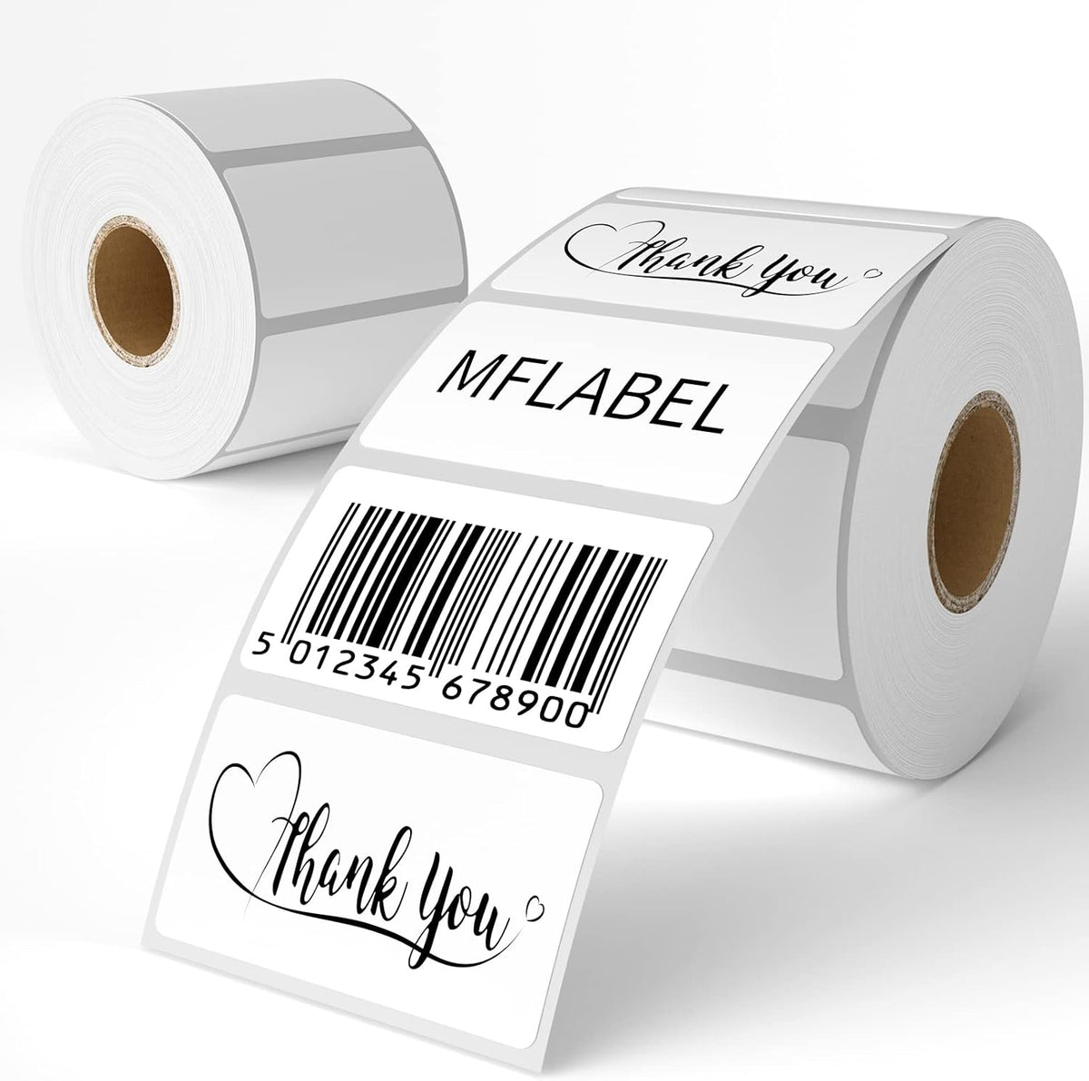 MFLABEL 2 Rolls Thermal Shipping Labels (2000 Labels) - 2.25 x 1.25 Inch Direct Thermal Perforated Stickers for FBA, Barcode, SKU, Packaging – Compatible with Zebra, Rollo, Munbyn Thermal Printers by MFLABEL