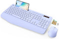 Wireless Keyboard and Mouse Combo, Full Size, Ergonomic Wrist Rest | 2.4G Lag-Free, 3-Level DPI, Phone Holder, Silent Typing, KM23D Batteries Powered Set for PC, Laptop, Windows, macOS (Purple) by SABLUTE