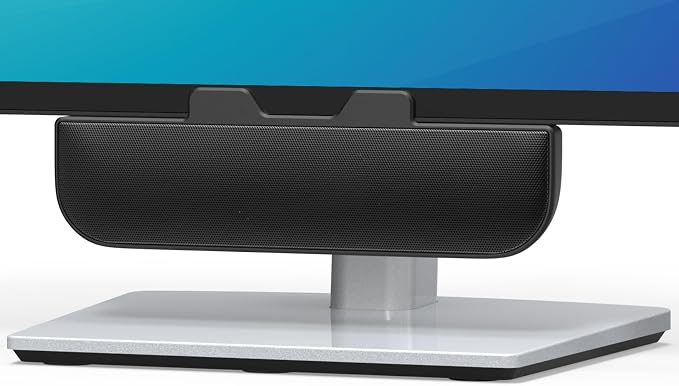 Computer Speakers for Desktop PC, Monitor Speakers, USB Plug-in, Wired, External Speaker for Laptop, Small Computer Soundbar for PC, with Loud Sound, Deep Bass, USB-C Adapter, Easily Clamp to Monitor by XKX_Speakers