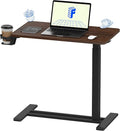FLEXISPOT H7 28" Pneumatic Height-Adjustable Overbed Table with Wheels | C-shaped bedside table,Medical End Table,Rolling Cart TV Tray,Laptop desk for Hospital Home use,27.6"W x 15.7"D,Mahogany by Unknown