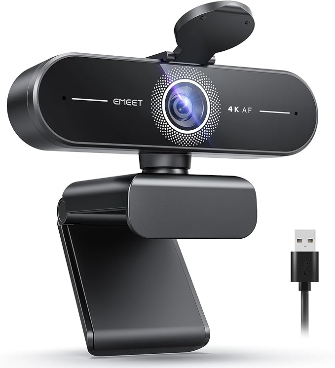 EMEET C60E 4K Webcam for Streaming & Gaming，PDAF Autofocus | Dual Mics, Live Streaming Camera with Auto Light Correction, Plug & Play USB Webcam for PC & Mac by EMEET