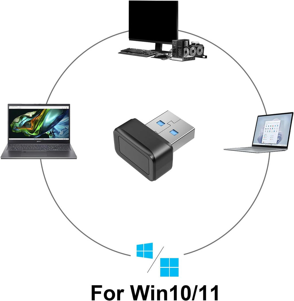 USB Fingerprint Key Reader Window Hello Fingerprint Reader Fast and Accurate Authentication 360 Degrees Detection - Image 3