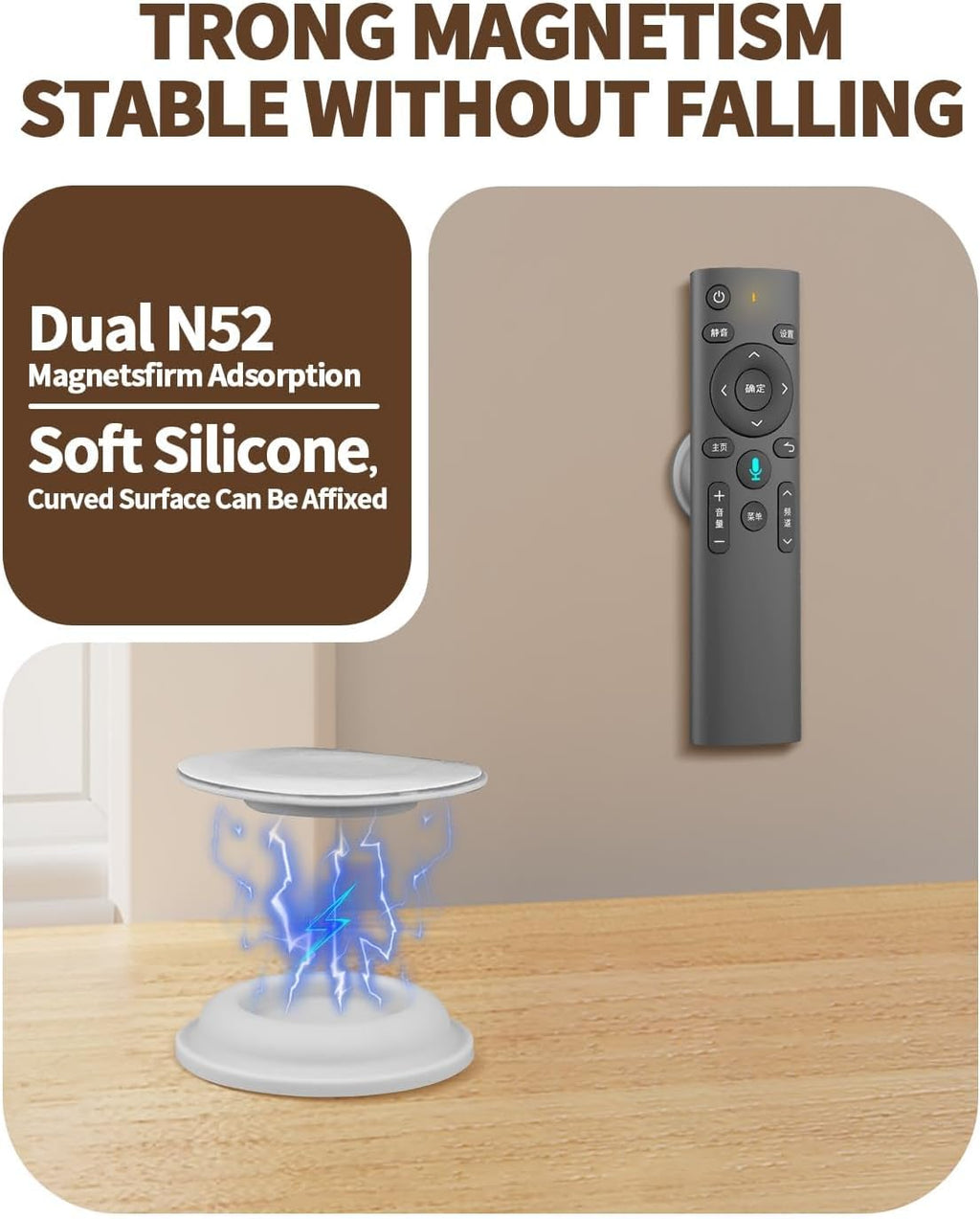 6 Pack Magnetic Remote Control Holder, Silicone, Self-Adhesive No-Drill - Image 5