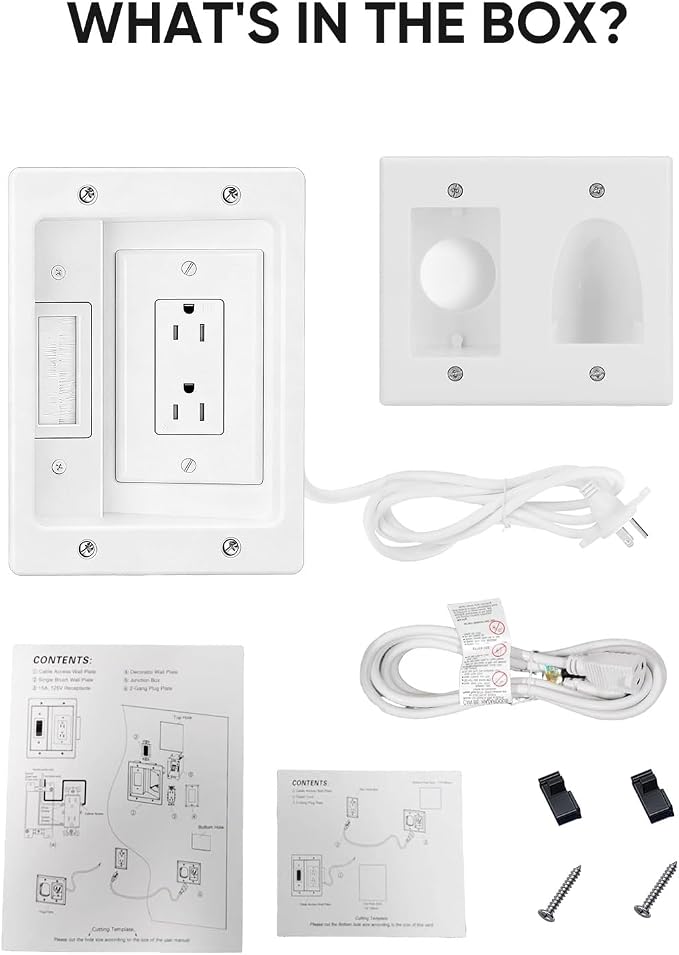 FORGING MOUNT in-Wall Cable Management Kit or Power & Low Voltage Cords, Cord Hider for Wall Mount TV with AC Outlets, Includes 6ft Extension Cord, Drywall Hole Saw Attachment,Drill Templates - Image 8