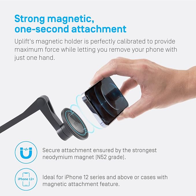 IPEVO Uplift Magnetic Multi-Angle Arm for iPhone 12 Series and Above, Multi-Jointed Phone Holder for Video Calls, Multi-Screen Workplace Setup, Online Teaching and Learning, Magnetic Phone Stand - Image 2