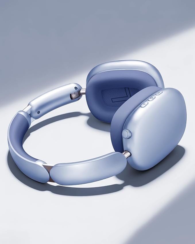 Wentronic Y02 Active Noise Cancelling Wireless Headphones, Blue | Over-Ear, Bluetooth, 60H Playtime,Crystal Clear Calls, Hi-Res Audio, Big Bass, Foldable Lightweight for Travel Home Office - Image 2