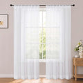 White Sheer Curtains 72 Inches Long for Living Room 2 Panels Set | Sheer White Curtains for Bedroom, Rod Pocket Airy Light Filtering Window Treatments, 2pcs, Each Panel 42" Width x 72" Long by OWENIE