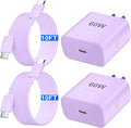 Super Fast Charger Type C 60W USB C Fast Charger Block with 10FT Extra Long Type-C Charging Cord-Super Fast Charging 3.0 for Samsung Galaxy S26 Ultra/S26/S26+/S25 /S24/S23 Ultra-Light Purple by Auorld