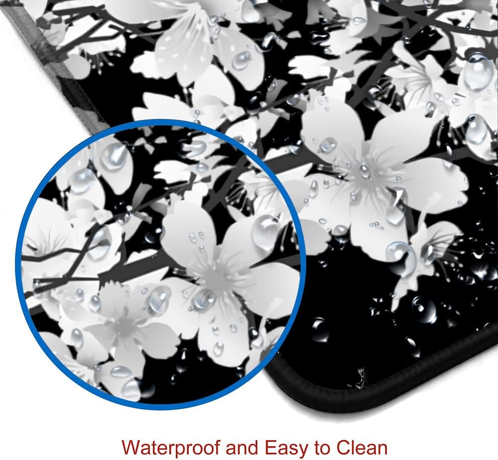 Gaming Mouse Pad, Large Mouse Pads for Desk, Non-Slip Rubber Base Mousepad, Keyboard Mouse Mat Desk Pad with Stitched Edges, 31.5x11.8 inch Sakura Death Life Floral - Image 5