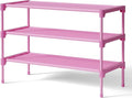 Kitsure Shoe Rack - Non-Woven Shoe Rack Shelf, 27.5" Wide - 3 Tier, Pink | Shoe Organizer for Closet, Entryway, Garage, Stackable Shoe Shelves, college dorm&apartment essentials by Kitsure