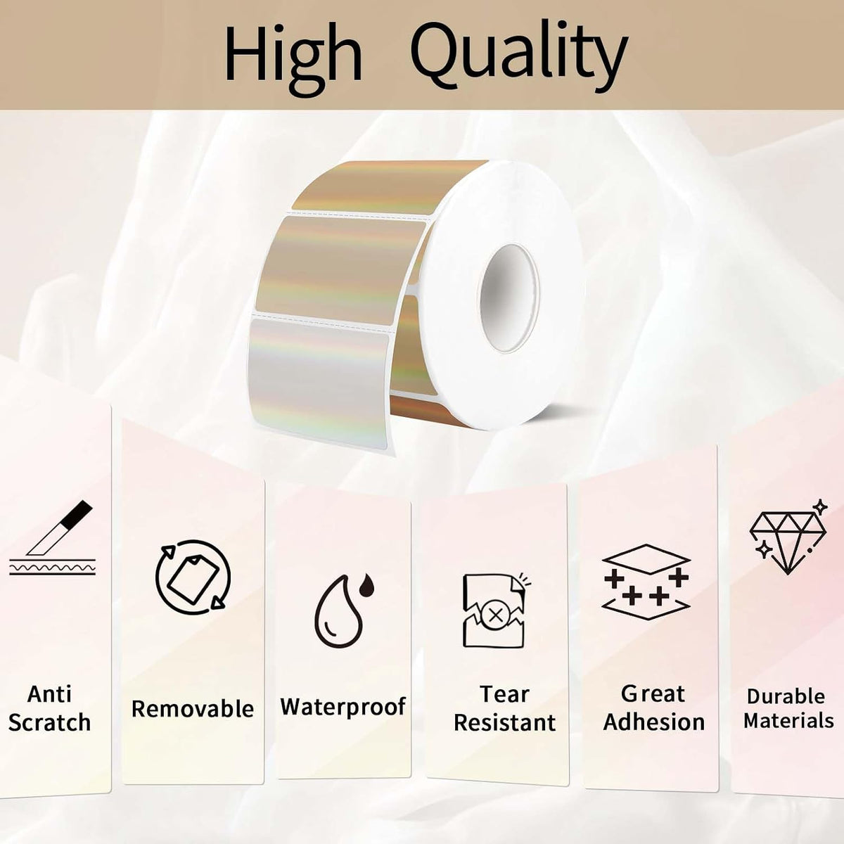 2.25"x1.25" Thermal Labels, Holographic Brown Thermal Labels- Strong Adhesive Thermasl Stickers for Small Business, Shipping, Mailing, Price Tag, Non BPA&BPS/ 300 Labels - Image 7