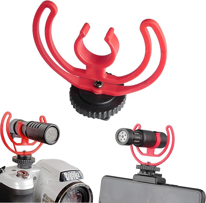 2PCS Interview Dedicated DSLR Camera Microphone Shock Mount Bracket Hot Shoe Mount Accessory Suitable for Video Blogging Live Streaming Video Conferencing Interviews - Image 4