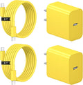 iPhone 17 16 15 Charger Fast Charging 2+2Pack 20W USB C Wall Charger with 6FT Fast Charging Cable Compatible with iPhone 17/17 Air/17 Pro/17 Pro Max/iPhone 16/15 Series, iPad Pro/AirPods - Yellow by Coreykin