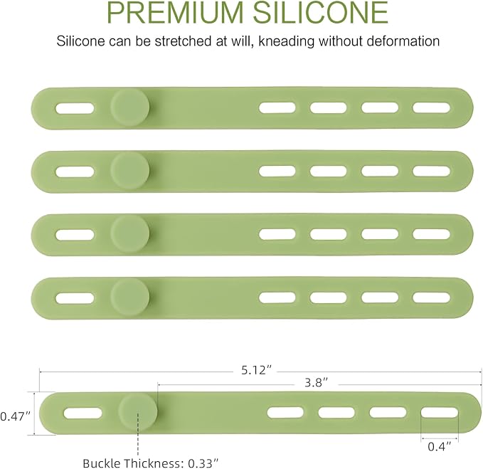 Donruby 24Pcs Silicone Cable Ties, Reusable Cord Organizer Straps, Matcha | Adjustable, Multipurpose, 5.12" High-Elasticity Cord Wraps for Bundling Electronics, Home Office Travel Essentials - Image 2