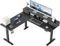 Klicelor L Shaped Electric Standing Desk 63 x 55.1 inch with Shelf, Height Adjustable Corner Desk, Sit Stand Desk with Storage Shelf, Home Office Computer Table, Black by Unknown