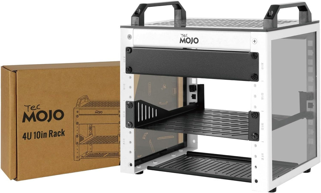 Tecmojo 10 inch Mini Server Rack,4U Rack 7.87" Dp,for 10in Devices,White by Tecmojo