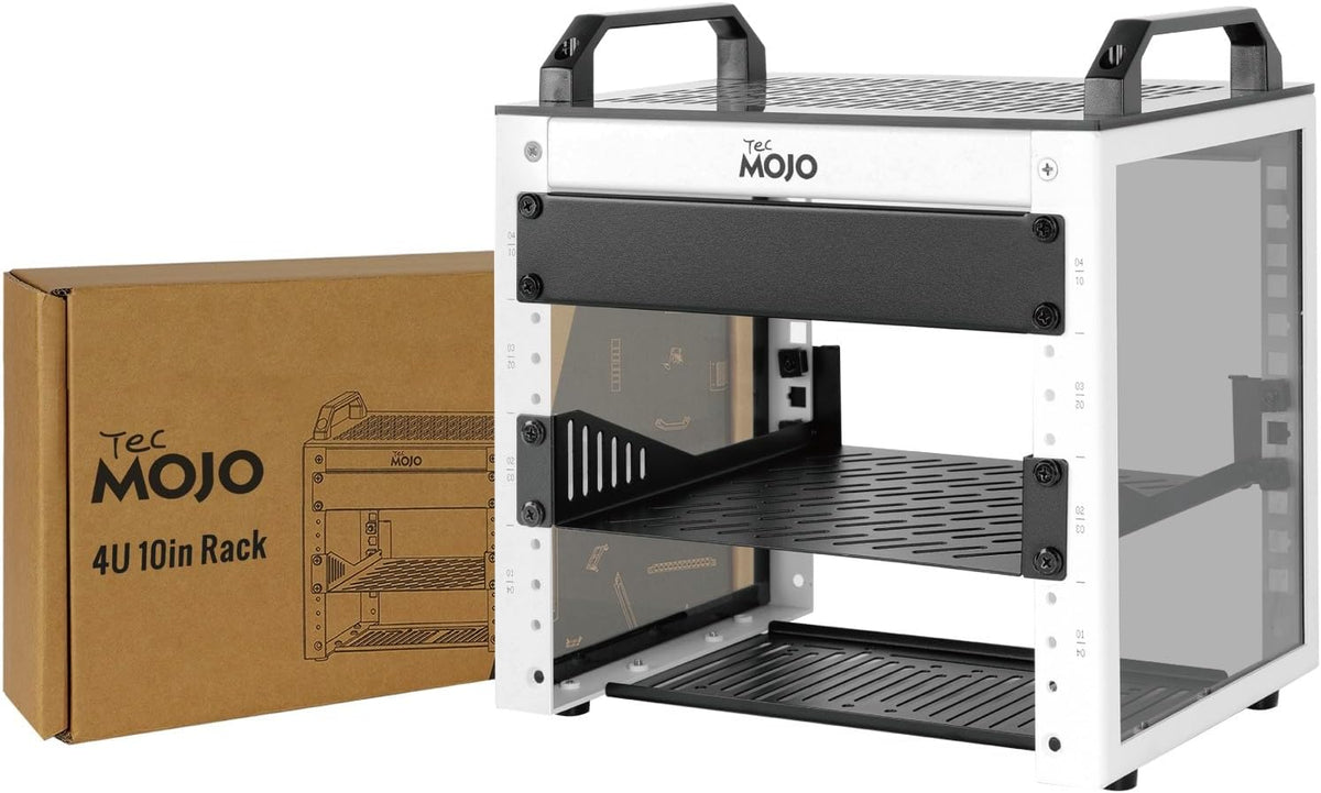 Tecmojo 10 inch Mini Server Rack,4U Rack 7.87" Dp,for 10in Devices,White by Tecmojo