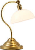 KARTOOSH Cordless LED Table Lamp, Battery Operated Desk Lamps with Swing Arm & Plastic Shade, Vintage Small Rechargeable Dimmable Light for Bedroom, Living Room, Nightstand, Brass/White by KARTOOSH