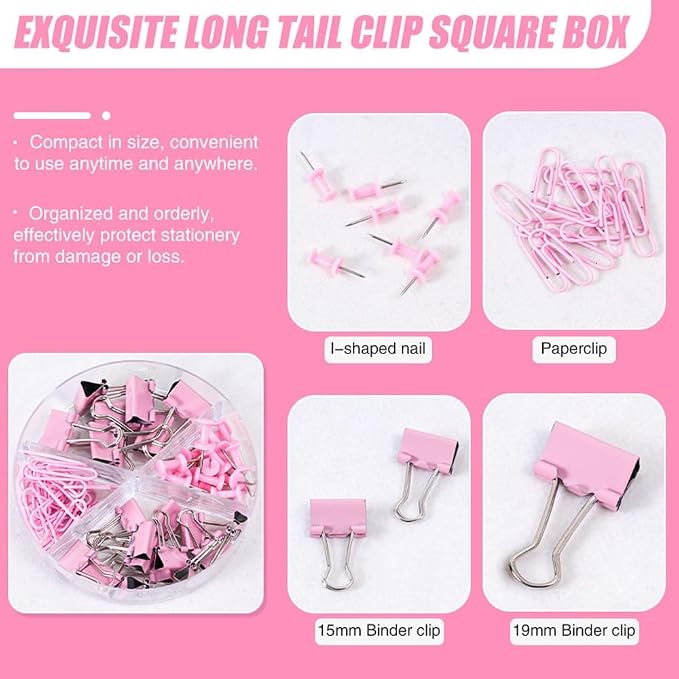Gawsey Desk Organizers and Accessories with Desk Organizer 360° Rotating Pen Holder and Office Supplies, Cute Stationery Supplies Set (Pink) - Image 6