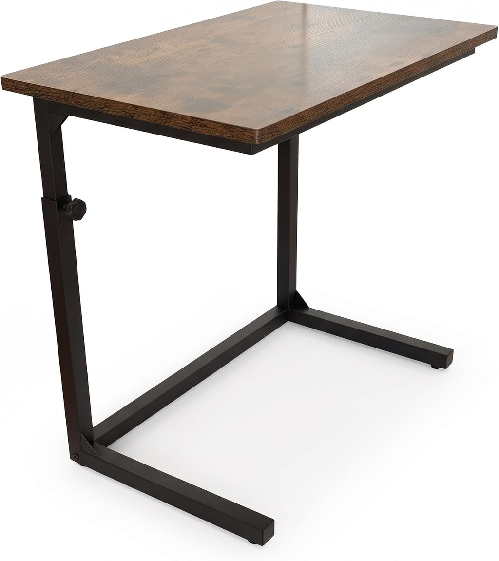 Height Adjustable C-Shaped Sofa Side Table, Laptop Table for Couch & Bed, Rustic Brown - Image 5