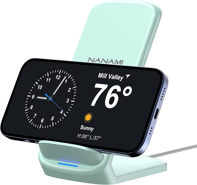 NANAMI Upgraded Fast Wireless Charger, Desktop Cordless Charging Stand | Compatible with Samsung Galaxy S26/S25/S24/S23/S22/S21/S20 & Phone Charger Dock for iPhone 17/17 Air/17 Pro/16/15/14/13/12 by NANAMI
