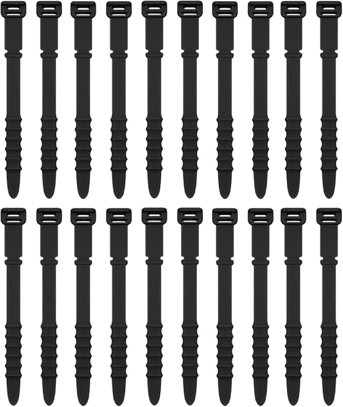 Silicone Zip Ties, Reusable Zip Ties, 20pcs Rubber Cable Ties Straps for Wire Management, Elastic Cable Organizer for Home Office Table Desk. Black 4.5” Cord Ties (20 Pcs Black) - Image 7