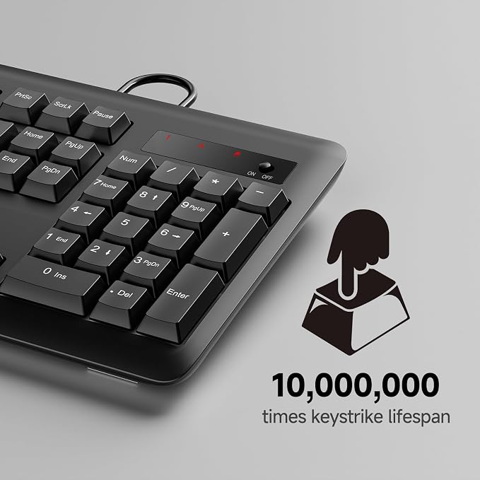 Redragon BK7366 Wired Keyboard,Multimedia USB Quiet Computer Keyboard,Silent Keyboard with Large Number Pad,Spill-Resistant,Anti-Wear Letters,Full Size for Laptop,Desktop - Image 6