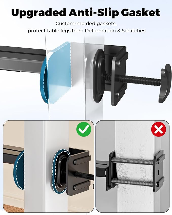 JOY worker Under Desk PC Mount with Protective Arms, Clamp-On Leg CPU Mount | No Drilling, Clamp-On Desk Leg, Black Adjustable Standing Desk PC Mount Holds Up to 44lbs, Under Desk Computer Tower Holder - Image 6