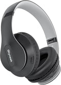 Wireless Bluetooth Headphones Over Ear V6.0 HiFi Stereo with Mic | 65H Playtime 6EQ Modes Foldable Bluetooth Headset with Microphone for Travel Smartphone Computer Laptop Grey by Glynzak