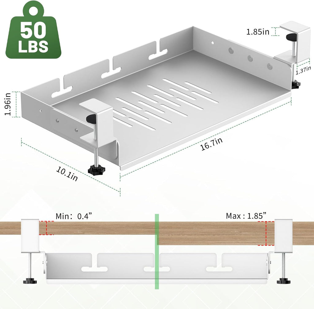 Under Desk Laptop Mount No Drill ,Compatible for MacBook,Mini (White) - Image 2