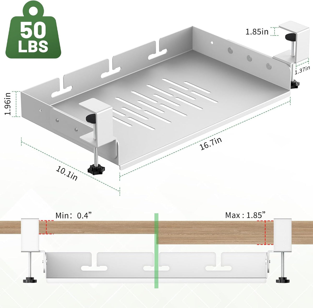 Under Desk Laptop Mount No Drill ,Compatible for MacBook,Mini (White) - Image 2