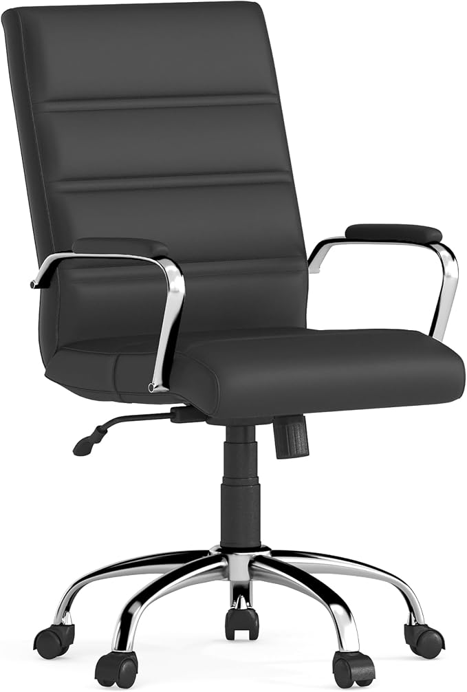 Flash Furniture Mid-Back Black LeatherSoft Executive Swivel Office Chair with Chrome Base and Arms by FlashFurniture