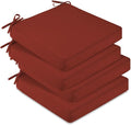 downluxe Waterproof Outdoor Chair Cushions Set of 4, 19" x 19" x 3" Patio Chair Cushion with Non-Slip Ties & Handle, Square Outdoor Cushion for Patio Furniture with Removable Cover, Orange by Downluxe