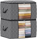 100L 2 Pack Storage Bags, Foldable Clothes Bins with Clear Window, Black | Blanket Storage Containers with Reinforced Handles for Bedding, Comforters, Clothing, Quilts and Closet Organization by StorageTastic