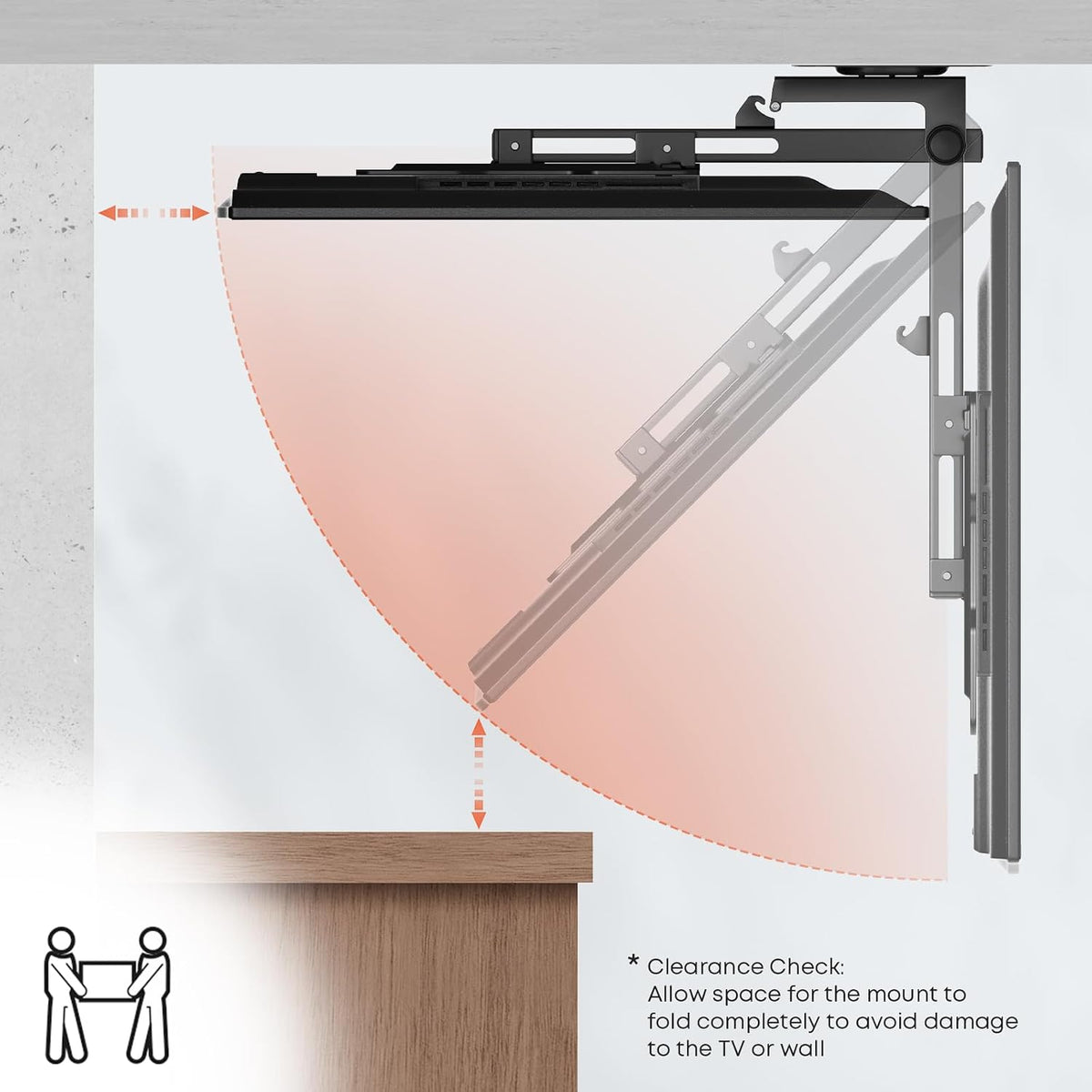 Flip Down TV Mount for Most 23'' to 55'' TVs, Manual Ceiling TV Mount - Image 7