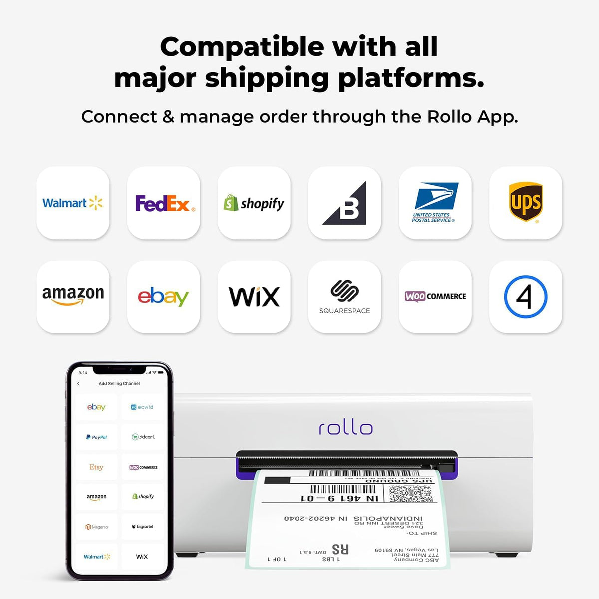 Rollo Wireless Shipping Label Printer - Wi-Fi 4x6 Thermal Label Printer - Image 7