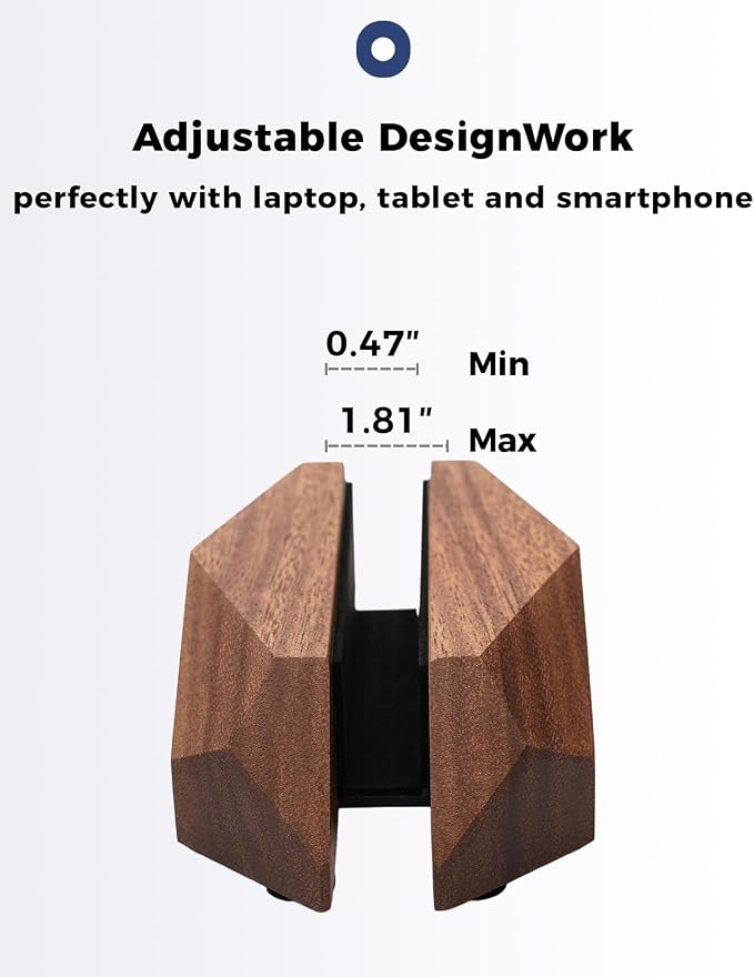 Adjustable Vertical Laptop Stand, MacBook Holder with Wood, Wooden Laptop Stand, Vertical Laptop Holder for Desk, Width Adjustable Dock Fits All MacBook/Surface Pro - Image 4