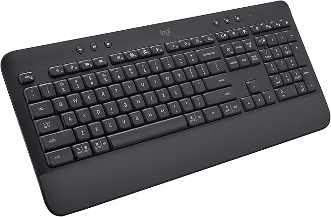 Logitech Signature K650 Comfort Full-Size Wireless Keyboard - Graphite | Full-size with wrist rest, BLE Bluetooth or Logi Bolt USB receiver, deep-cushioned keys, numpad, PC and Mac compatible by Unknown