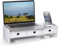 Tofficu Computer Monitor Riser with Drawer White Desk Shelf for Monitor and Keyboard Storage Rack Office Desk Organizer for Laptop Stand Riser for Home Office by Tofficu