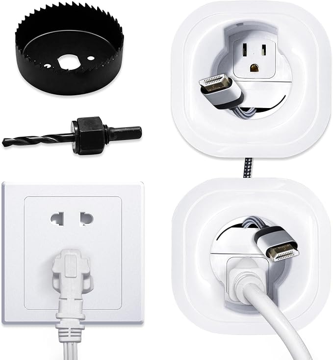 in-Wall Cable Management Kit, Wire Manager for Power and Low Voltage Cables, Tv Cord Hider for Wall-Mounted Tvs, Tv Cable Concealment Kit with Hole Saw Drill Bit Attachment by YMGN