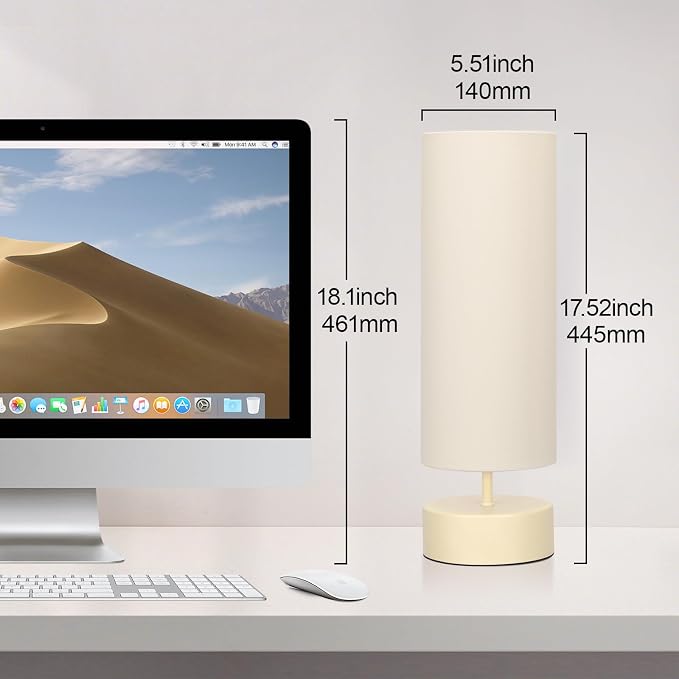 Touch Control Table Lamp, 3 Way Dimmable Bedside Lamp, Modern Desk Lamp | Simple Nightstand Lamp, Cream Base with Beige Shade, Night Light for Bedroom Living Room Home Office, LED Bulb Included - Image 4