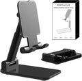 Phone Stand for Desk Cell Phone Holder Stands for iPhones, Black | Mini, Cute, Portable, Fully Foldable, Under 8" Devices, All Smart phones, Office Accessories by OGMAPLE