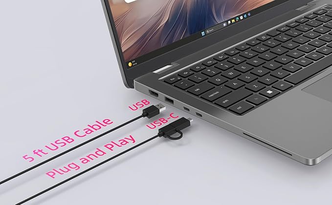 Computer Speakers for Desktop PC, Monitor Speakers, USB Plug-in, Wired, External Speaker for Laptop, Small Computer Soundbar for PC, with Loud Sound, Deep Bass, USB-C Adapter, Easily Clamp to Monitor - Image 7