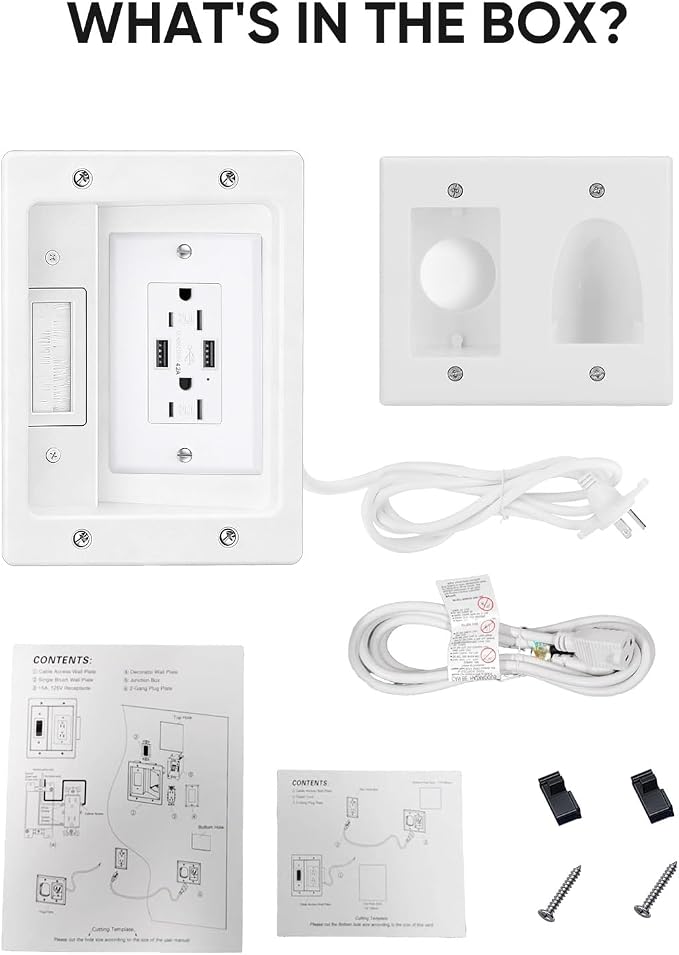 FORGING MOUNT Cord Hider for Wall Mount TV with AC Outlets, 2X USB-A Ports | in-Wall Cable Management Kit, Includes 6ft Extension Cord, Drywall Hole Saw Attachment, Drill Templates - Image 8