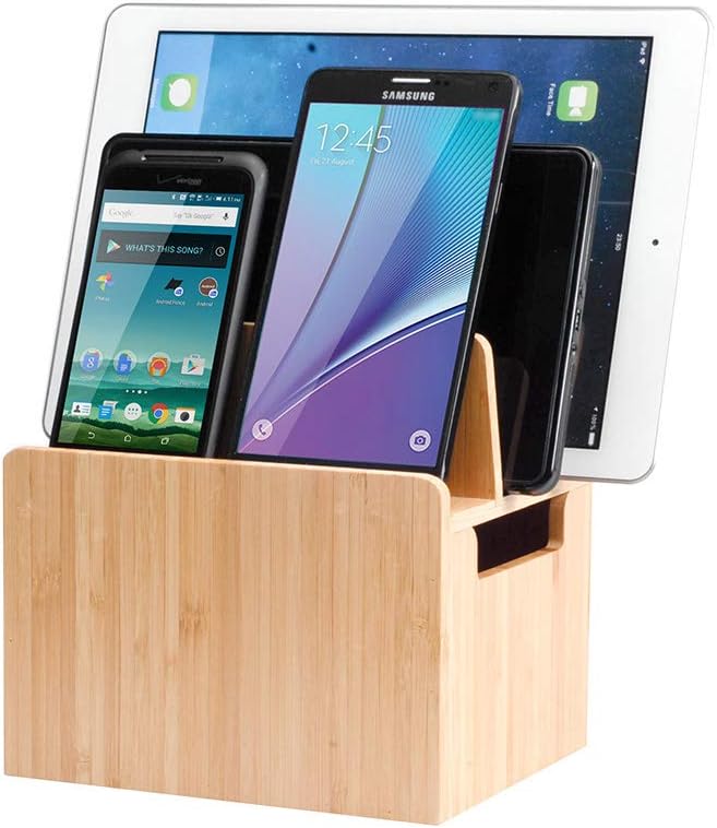 MobileVision Bamboo Charging Station & Compatible Apple Watch Adapter Combo Multi Device Organizer for Apple Watch, Smartphones, Tablets, Laptops, and More - Image 6